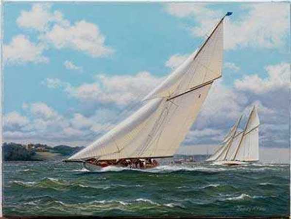Lulworth and Westward Racing off Norris Castle by Richard M. Firth