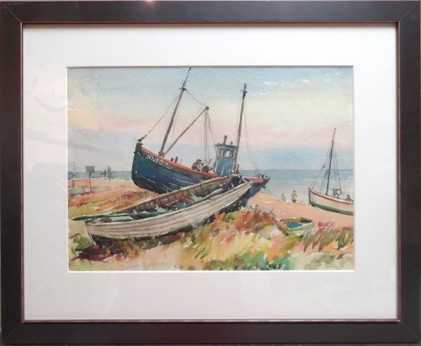 Boats on the beach NN102 by Llewellyn Petley-Jones (1908-1986)