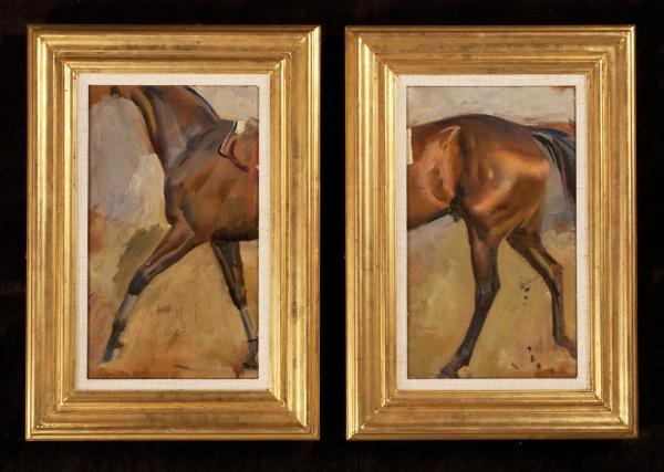 Studies of Silvo (a pair) Landscapes of Snailwell (en verso) by Sir Alfred J. Munnings