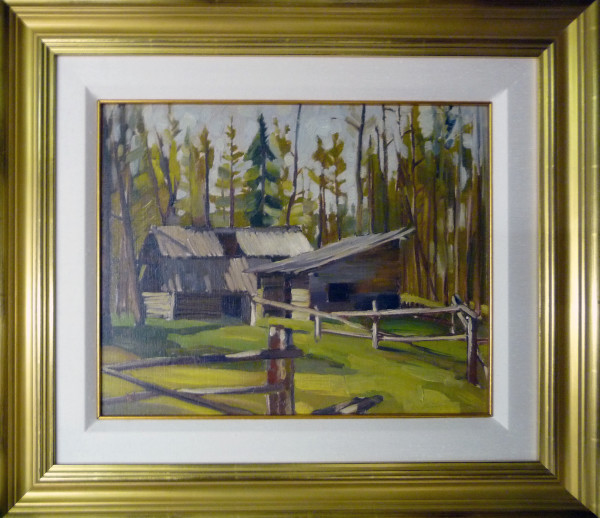 Old Shacks, Whitecourt Alberta by Llewellyn Petley-Jones (1908-1986)