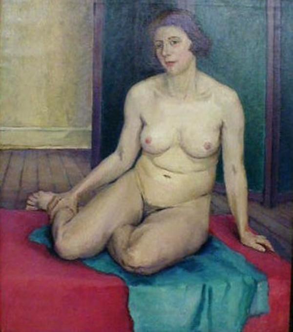 Seated Nude with Green Screen by Tunis Ponsen