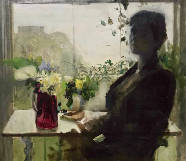 Seated Woman with Flowers by John Ward