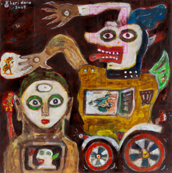 A Composition with Figures and a Cart by Heri Dono
