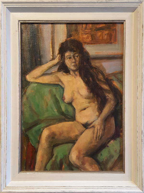 Nude on a Green Sofa by Llewellyn Petley-Jones (1908-1986)
