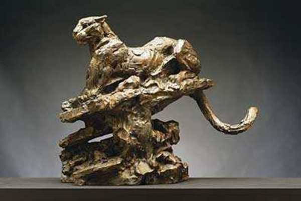 Leopard Lying On Rocks Maquette by Dylan Lewis