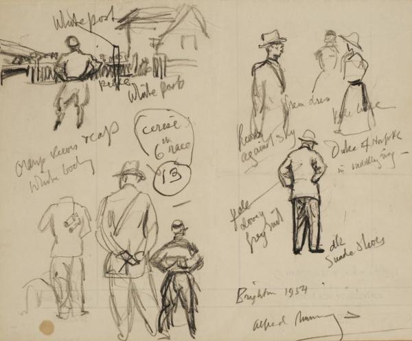 Racetrack Sketches, Including the Duke of Norfolk by Sir Alfred J. Munnings
