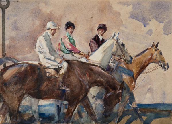 Going to Post & Spectators (verso) by Frederic Whiting