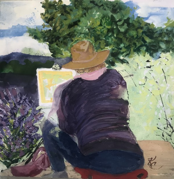 656- Painter on  Location- Lavendar Fields Paint Day. by Katy Cauker