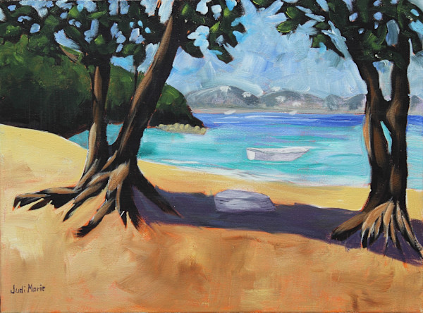 Beach Trees and Boats by Judi Marie