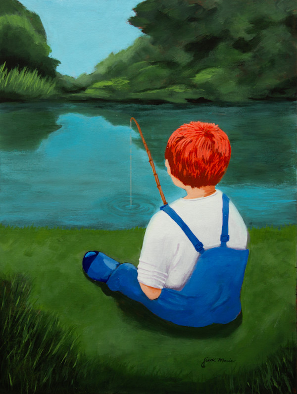 Little Boy in Waders Fishing by Judi Marie, Image 1.