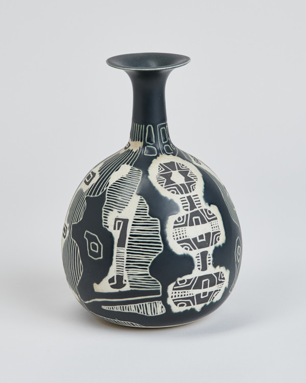 Black & White Narrow Neck Vase by Lietzke Porcelains