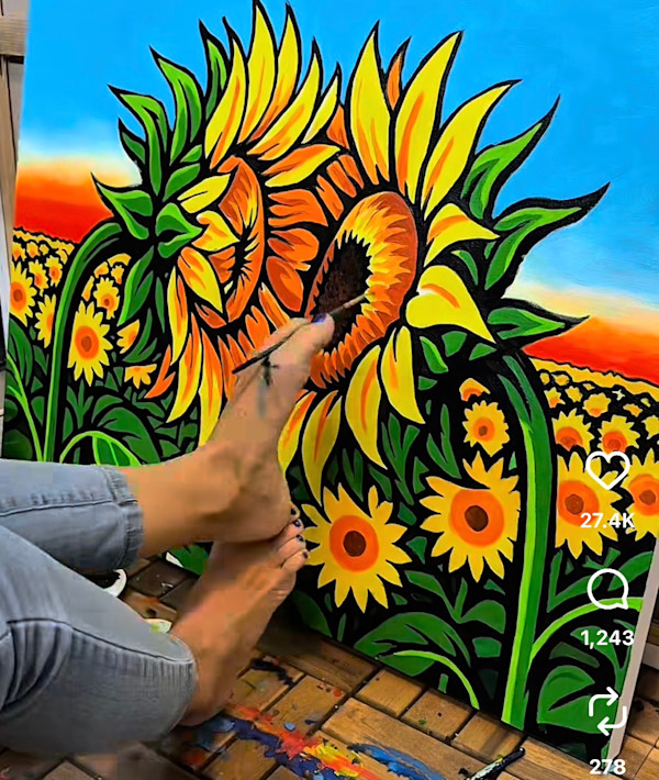 dfCommission Sunflower Painting by Dejana Nezic