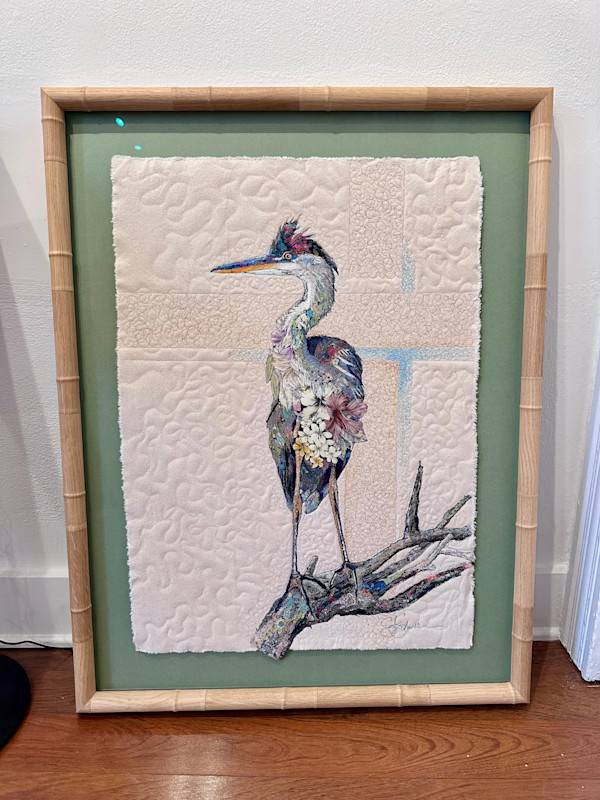Floral Heron on Branch by Susan Fay Schauer