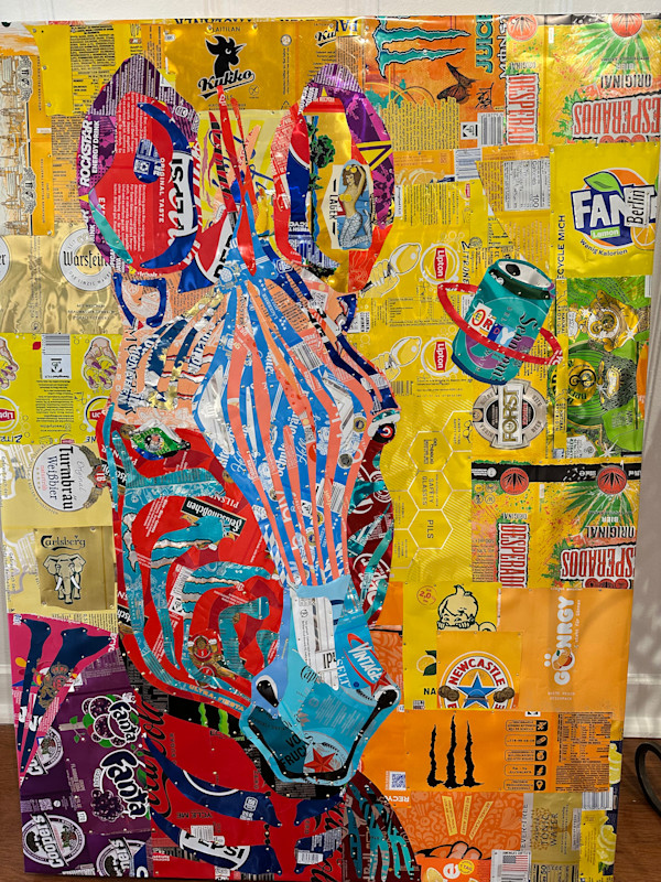 Zebra Recycled (Red on Yellow) by Erdman (Oerdy) Hummel