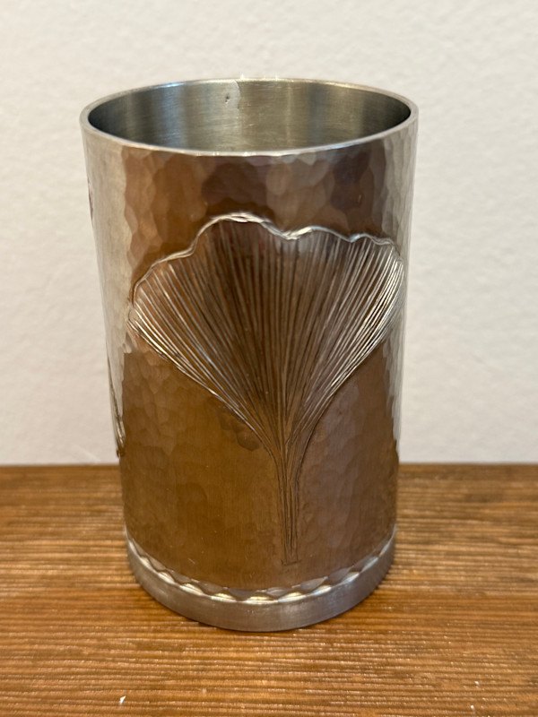 Lead-free Pewter Whiskey/Wine Cup Gingko by Anne Jordan, Image 1.