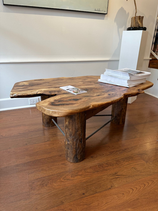 Pecan Three-Legged Table (with Fishnet poles from the Potomac River) by Rob Seltzer, Image 6.