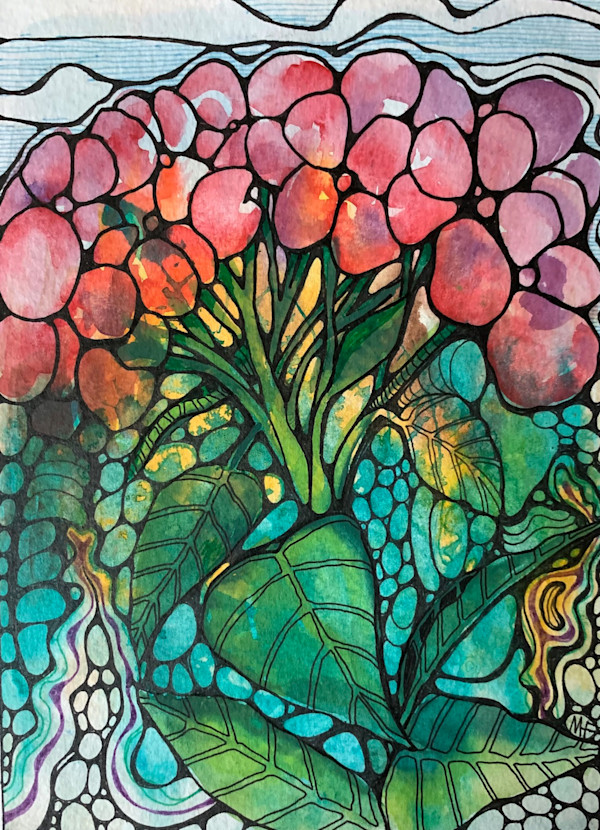 Red Hydrangeas by Mary Ford