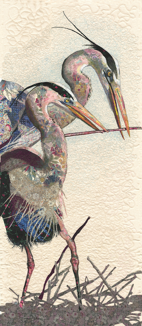 Courtship - Great Blue Herons by Susan Fay Schauer
