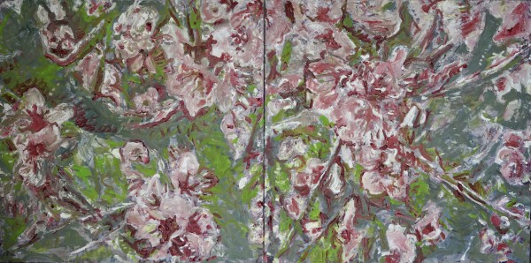 fleurs roses sur fond vert by Christoph Müller