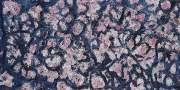 fleurs roses sur fond bleu by Christoph Müller