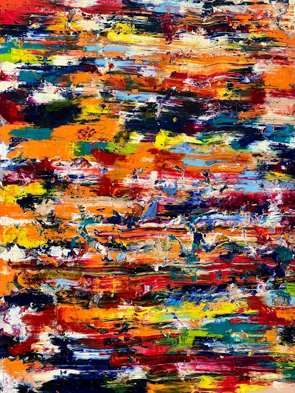 Study of a Bouquet of Flowers V – Orange and Blue Field by CHRISTOPH MUELLER