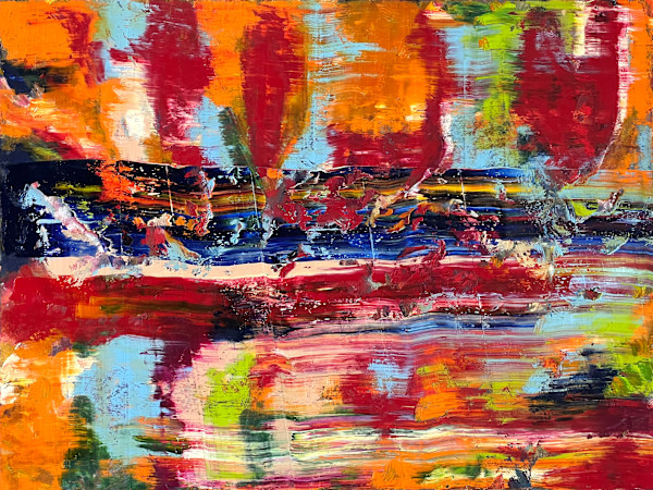 Study of a Bouquet of Flowers VIII – Crimson and Ultramarine Field by CHRISTOPH MUELLER