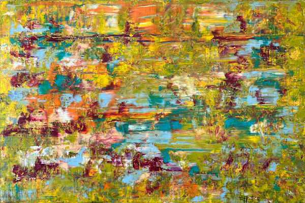 Study LVII – Olive Green, Sky Blue and Burgundy Field by CHRISTOPH MUELLER, Image 1.