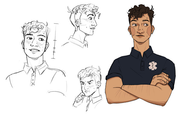 williams, digital illustration, 2024, further character exploration, asher by Bennie Williams