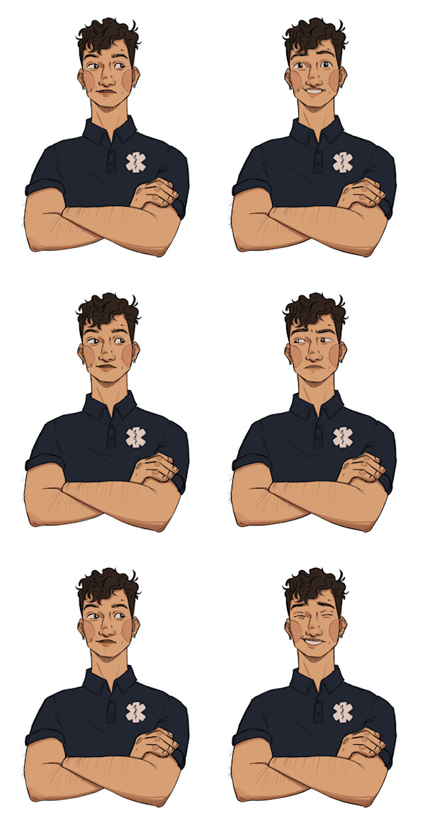 williams, digital illustration, 2024, video game sprites, asher by Bennie Williams