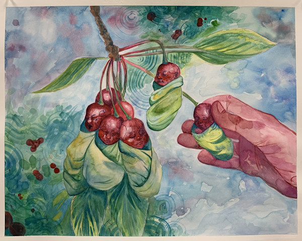 williams, watercolour, 2023, ripe for the picking by Bennie Williams