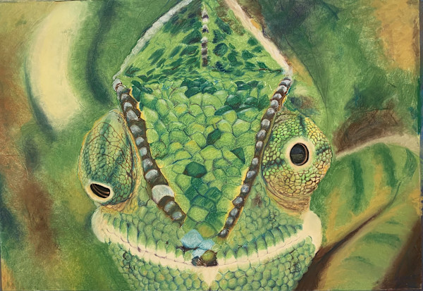 williams, pastel, 2022, chameleon in pastel by Bennie Williams