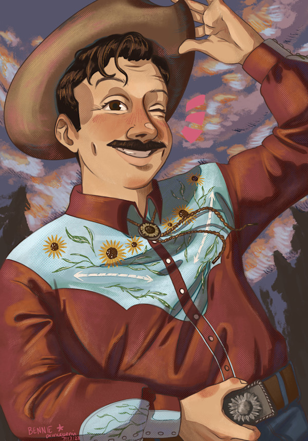 williams, digital illustration, 2023, cowboy by Bennie Williams