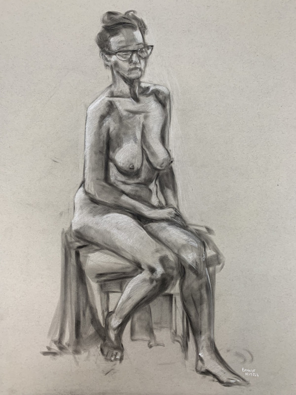 williams, pan pastel, 2023, figure drawing by Bennie Williams