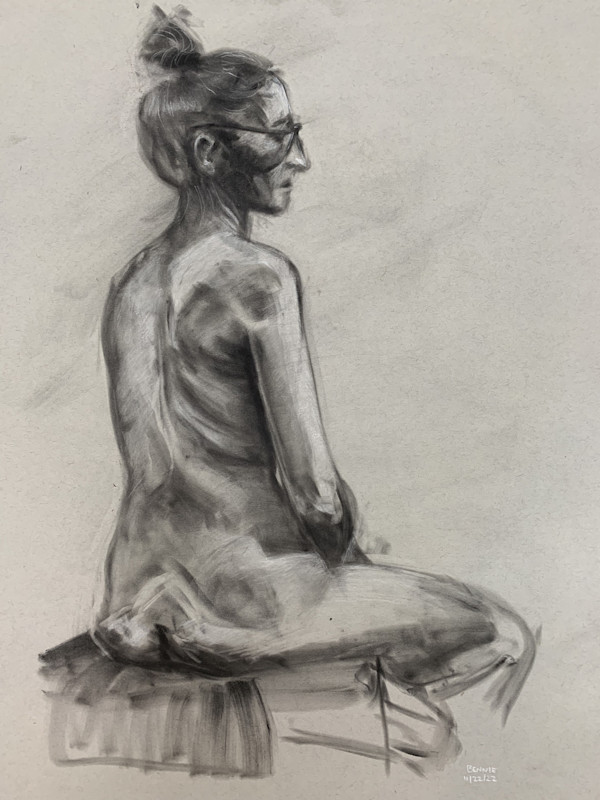 williams, pan pastel, 2023, figure drawing by Bennie Williams