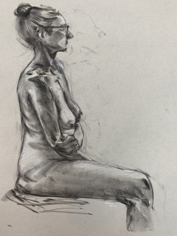 williams, pan pastel, 2023, figure drawing by Bennie Williams