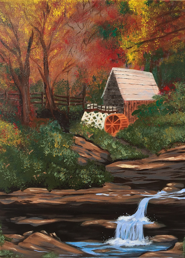 williams, acrylic painting, 2020, forest brook by Bennie Williams