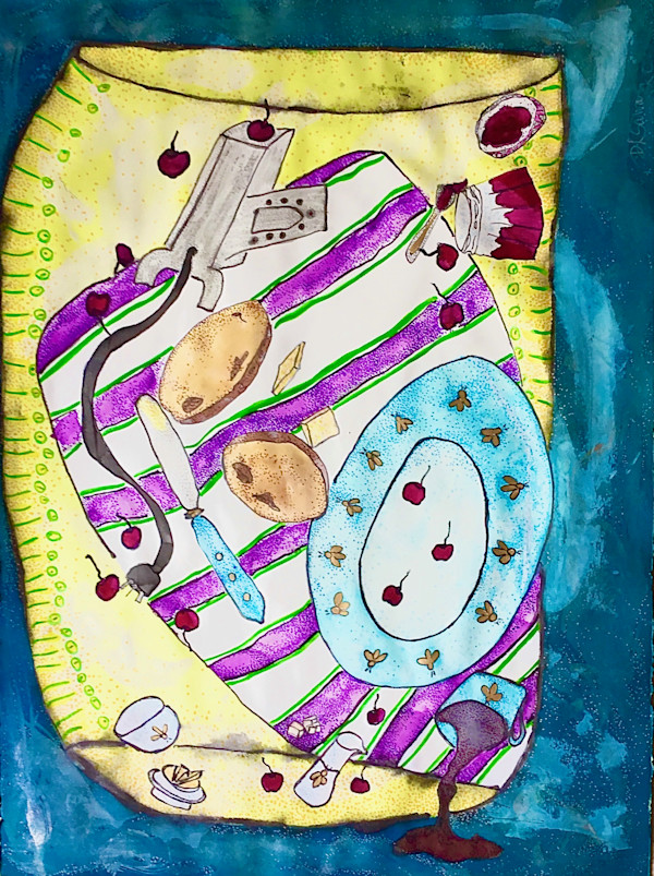 Breakfast in Bed by Danièle Lamarche-Sarvia neo figurativism, figurative expressionism  painter