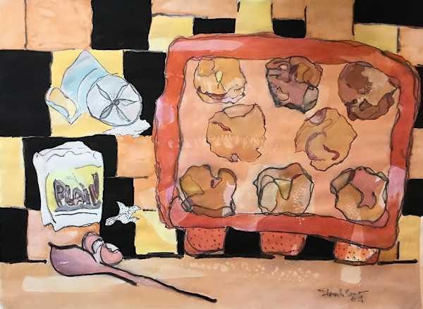 I am cooking by Danièle Lamarche-Sarvia neo figurativism, figurative expressionism  painter