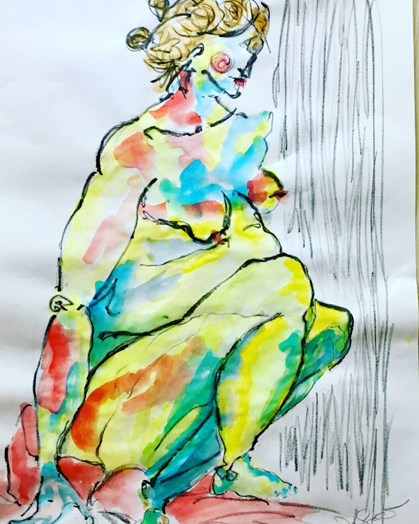 Gestural drawing by Figurative expressionist painter Danièle Lamarche-Sarvia