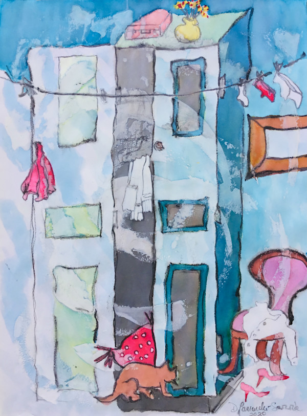 Cupboard in the Clouds by Danièle Lamarche-Sarvia neo figurativism, figurative expressionism  painter, Image 1.