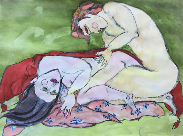 Green Velvet / the ultimate adult play time by Figurative expressionist painter Danièle Lamarche-Sarvia