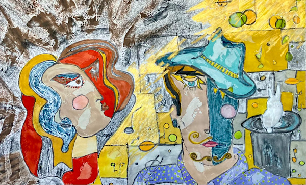 The Jazz Singer and The Magician by Danièle Lamarche-Sarvia neo figurativism, figurative expressionism  painter
