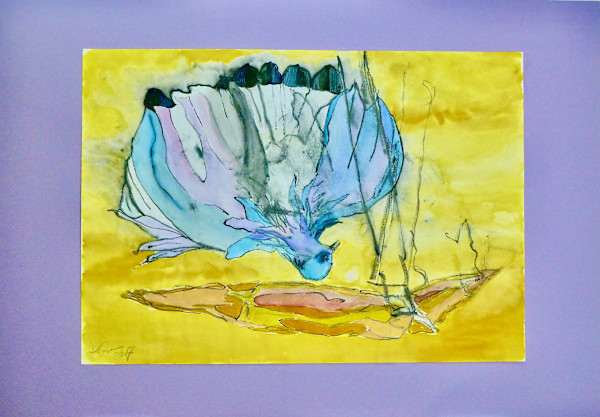 Death in Paradise / or peace upside down by Figurative expressionist painter Danièle Lamarche-Sarvia