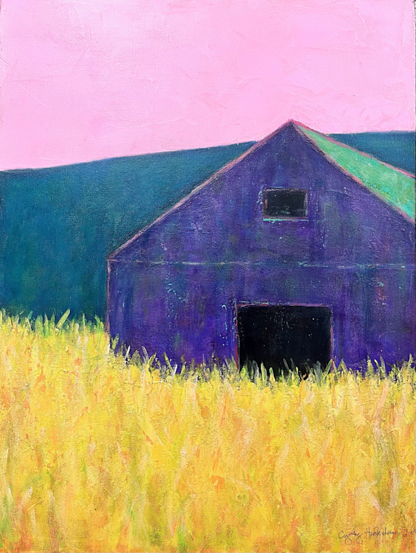 Purple Barn in Meadow by Cyndy Hinkelman-Smith