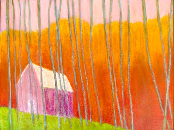Pink Barn in the Woods by Cyndy Hinkelman-Smith