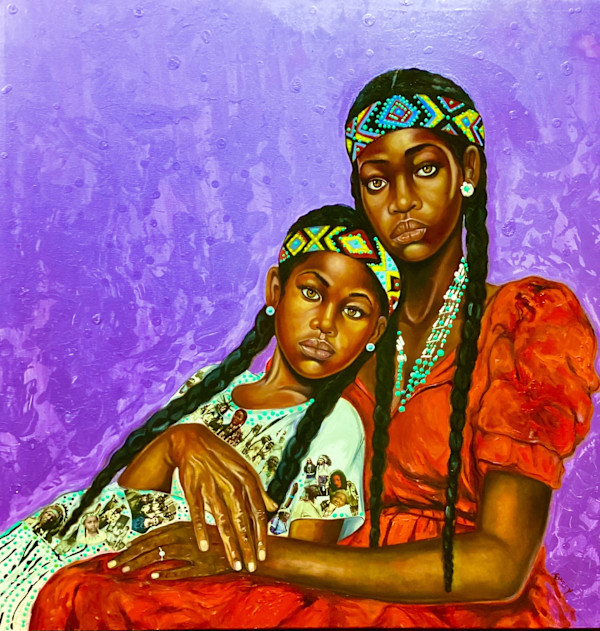 Indigenous Mother and Daughter 45 1/2/ 45 1/2 by Emery Franklin, Image 1.