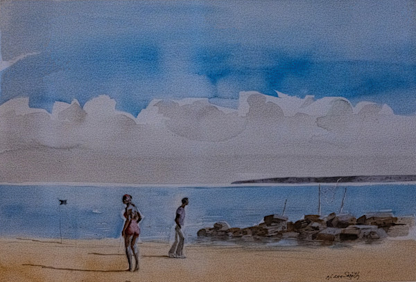Man and Woman Bathers by Hughie Lee Smith