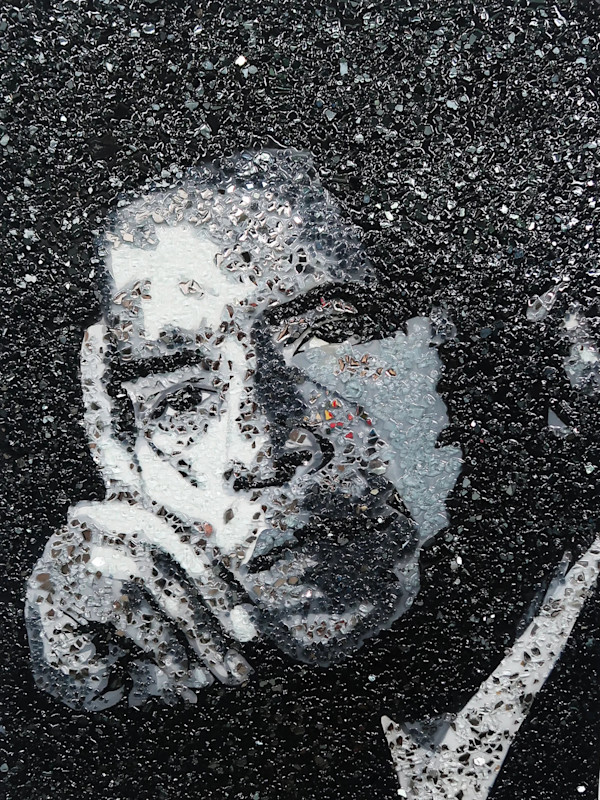 "Obama" Original Painting Created with Glass by Simone Agoussoye