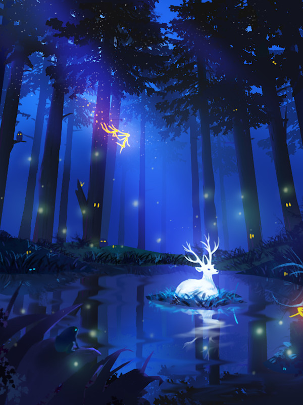 Fantasy illustration Elven deer by Zhaoqi Wang