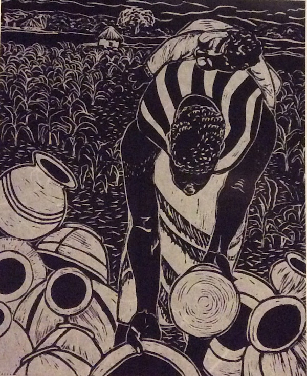 Mother And Child With Pots by Esther Okehi